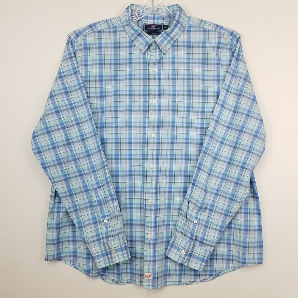 Vineyard Vines Slim Fit Murray Shirt Mens Size XL XLarge Blue Long Sleeve Cotton